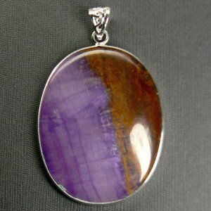 BIG Chalcedony Sterling SILVER Oval Pendant 2.25"